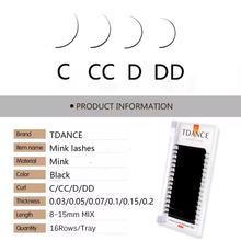 Load image into Gallery viewer, TDANCE Supreme Lashes 0.05, Single Size 16 Row Trays, CC Curl, Lengths 10mm-14mm